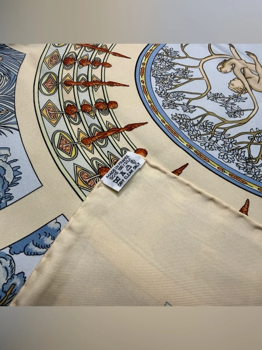 Hermes Silk Scarf Le Songe De Poliphile Love Forrest Blue Coral Cream - Picture 9 of 11